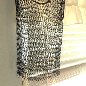 Vintage beaded black and silver tank top.